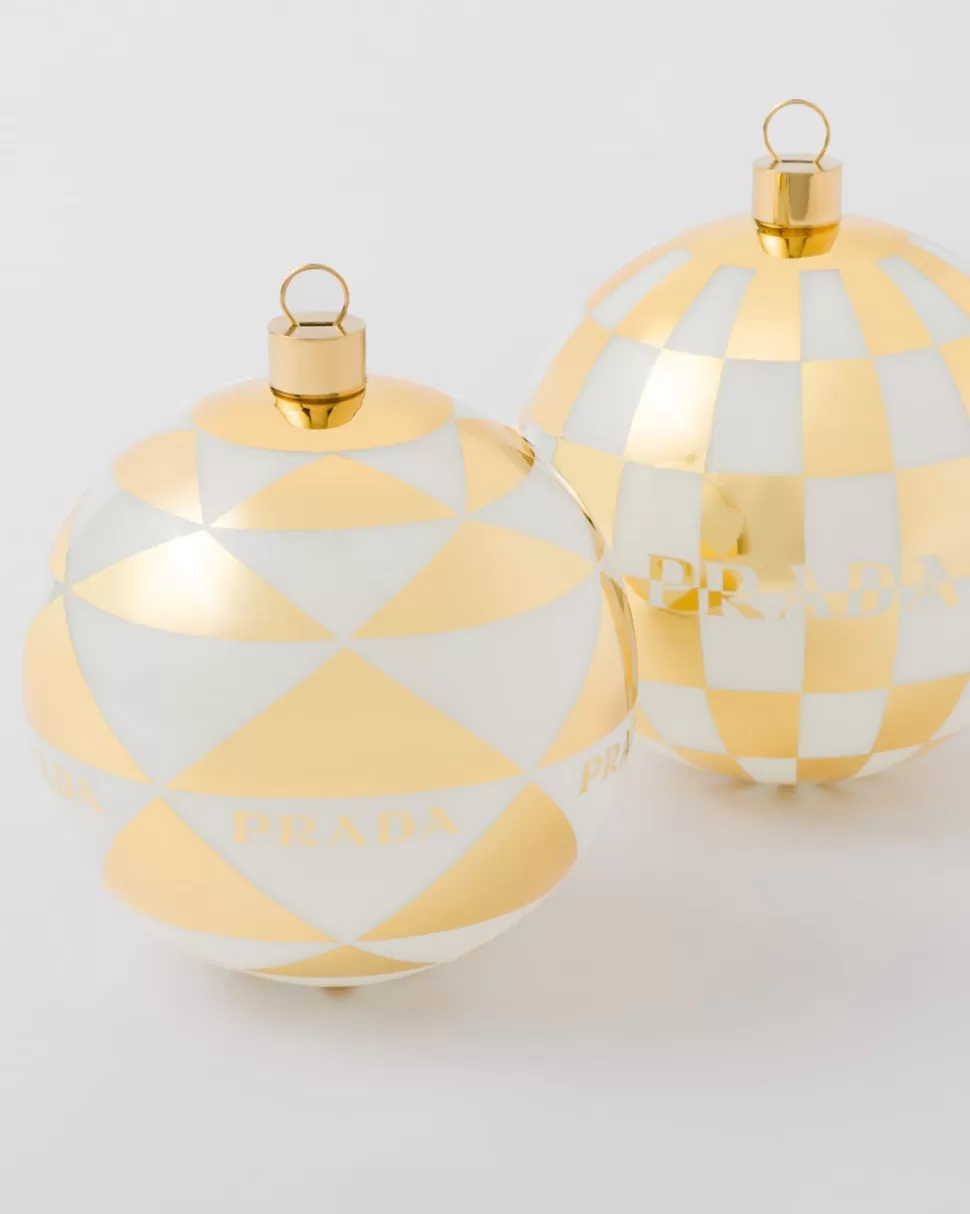 Shop Prada Weihnachtsschmuck-set Aus Glas Weiß/Platin