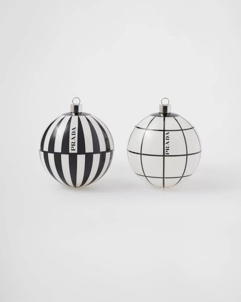 Online Prada Weihnachtsschmuck-set Aus Glas Weiss/Schwarz