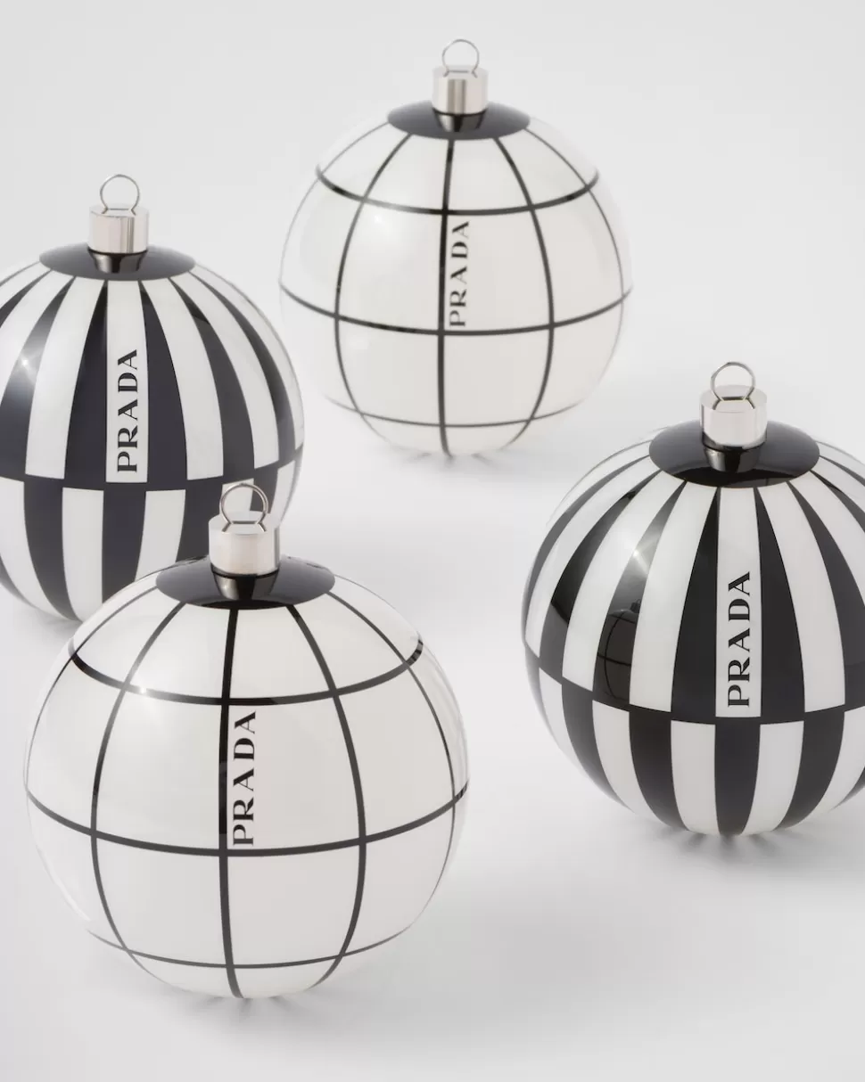 Online Prada Weihnachtsschmuck-set Aus Glas Weiss/Schwarz