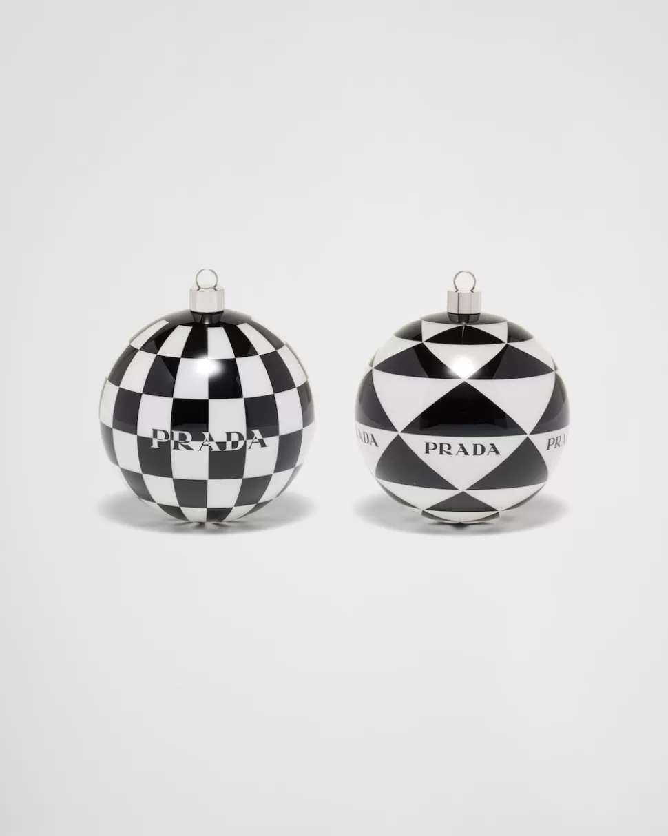 Hot Prada Weihnachtsschmuck-set Aus Glas Weiss/Schwarz