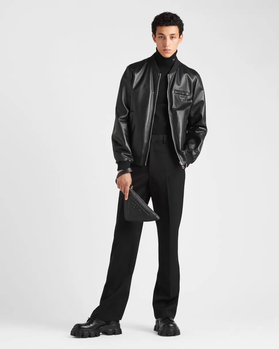 Clearance Prada Wendbare Nappa-leder-re-nylon-bomberjacke Schwarz