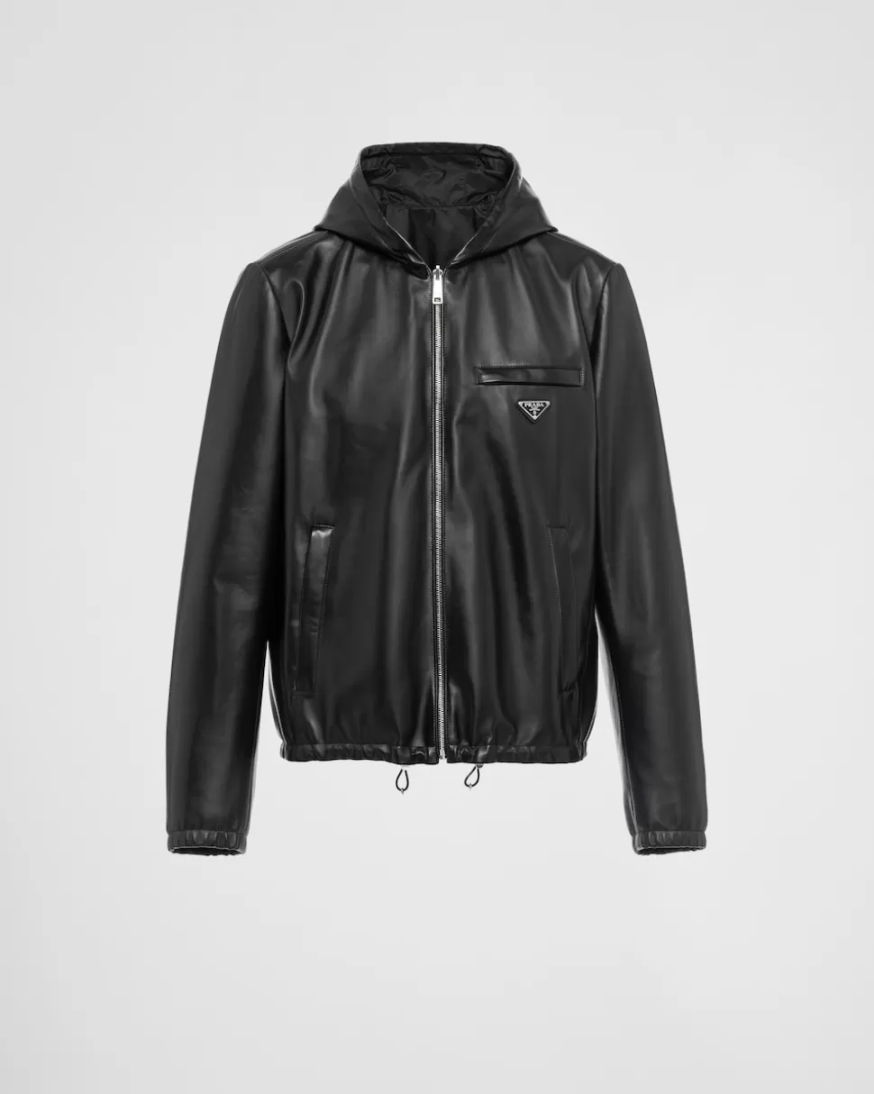 Shop Prada Wendeblouson Aus Nappa-leder Und Re-nylon Schwarz