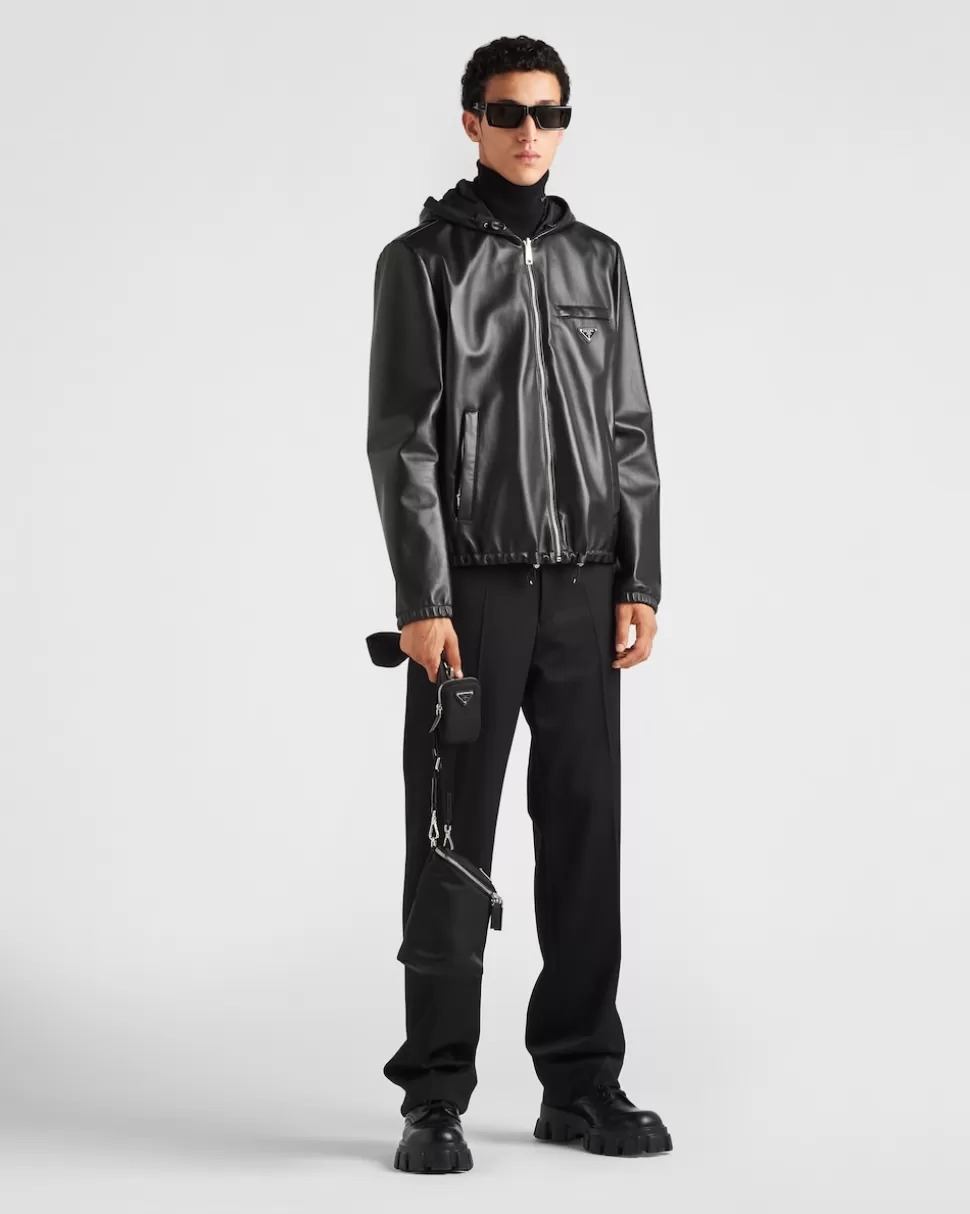 Shop Prada Wendeblouson Aus Nappa-leder Und Re-nylon Schwarz