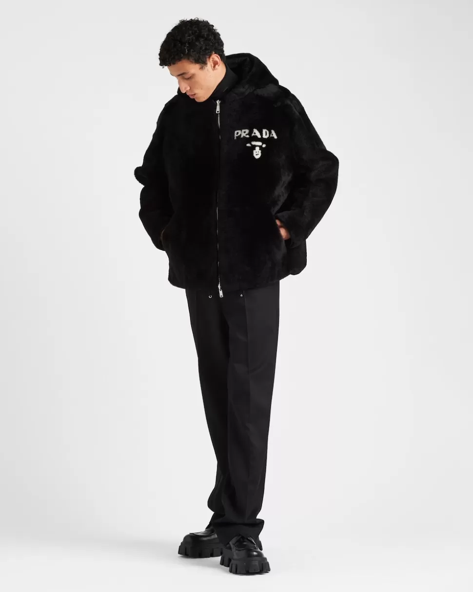 Best Prada Wendejacke Aus Lammfell Schwarz/Schwarz