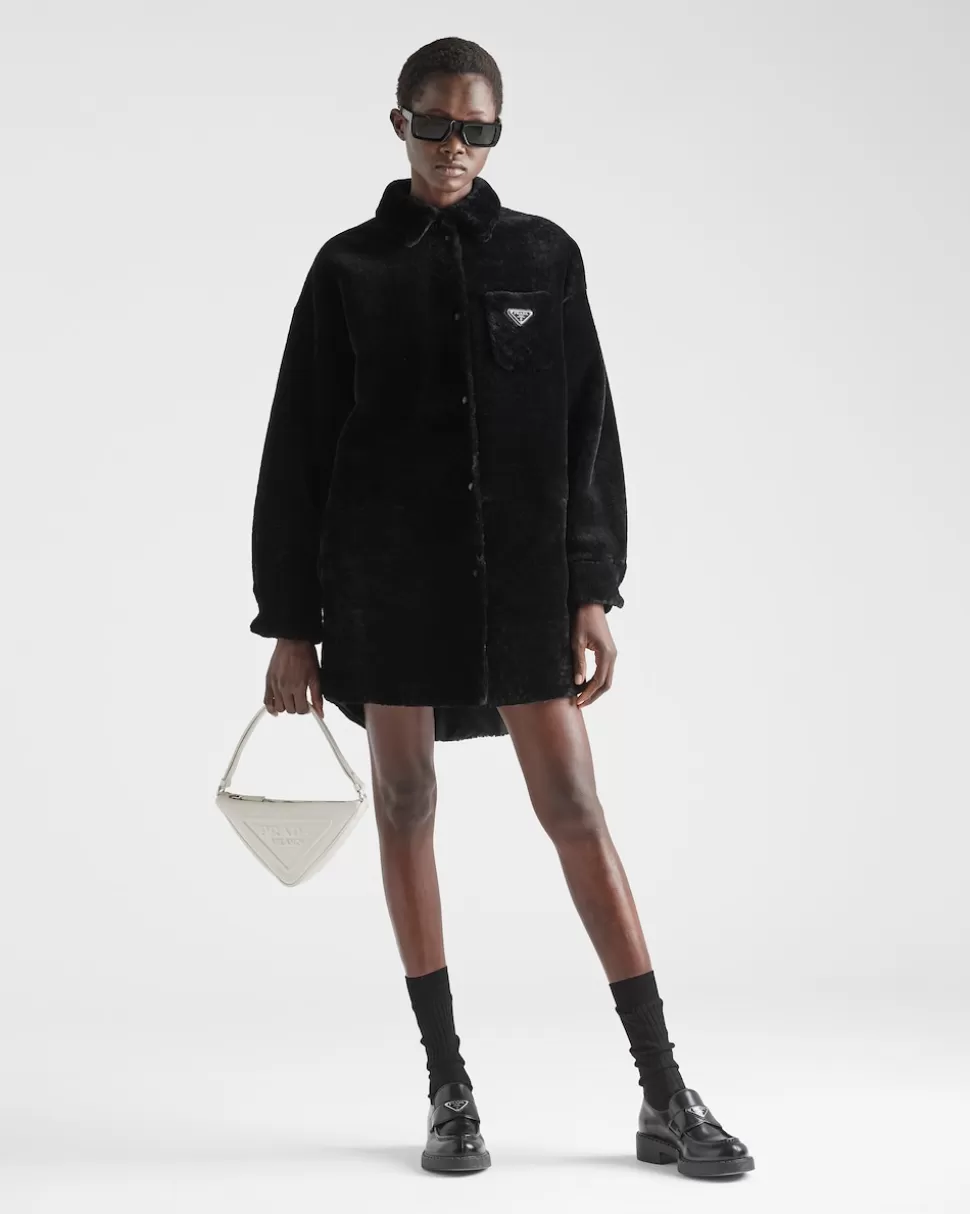 Store Prada Wendemantel Aus Gabardine Und Lammfell Schwarz