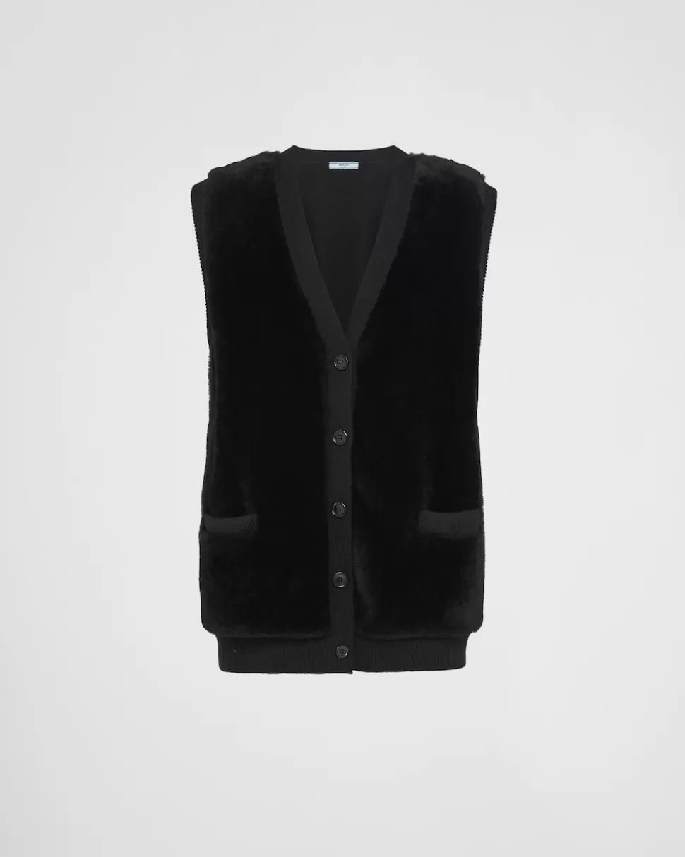 Online Prada Weste Aus Kaschmir Schwarz