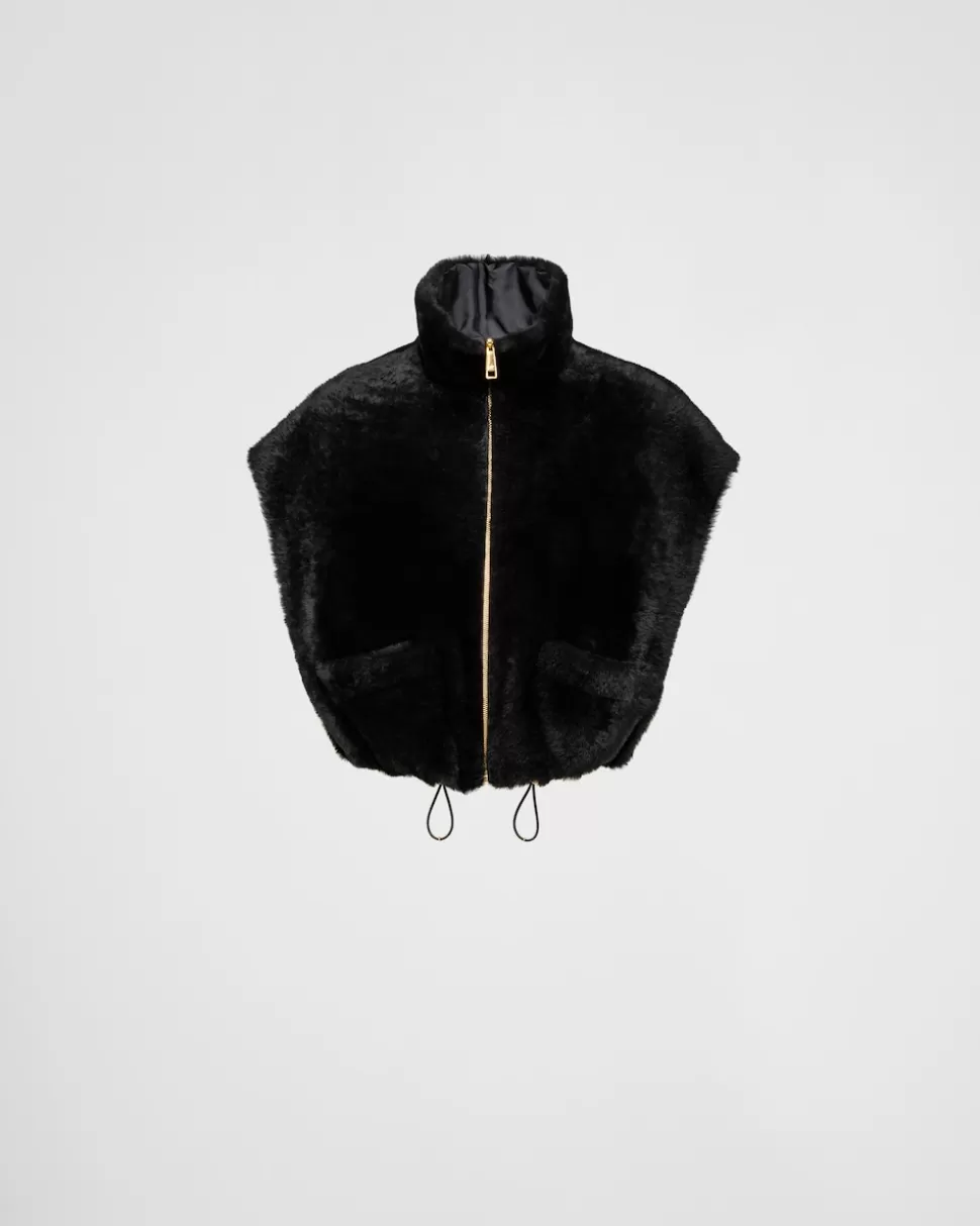 Hot Prada Weste Aus Lammfell Schwarz