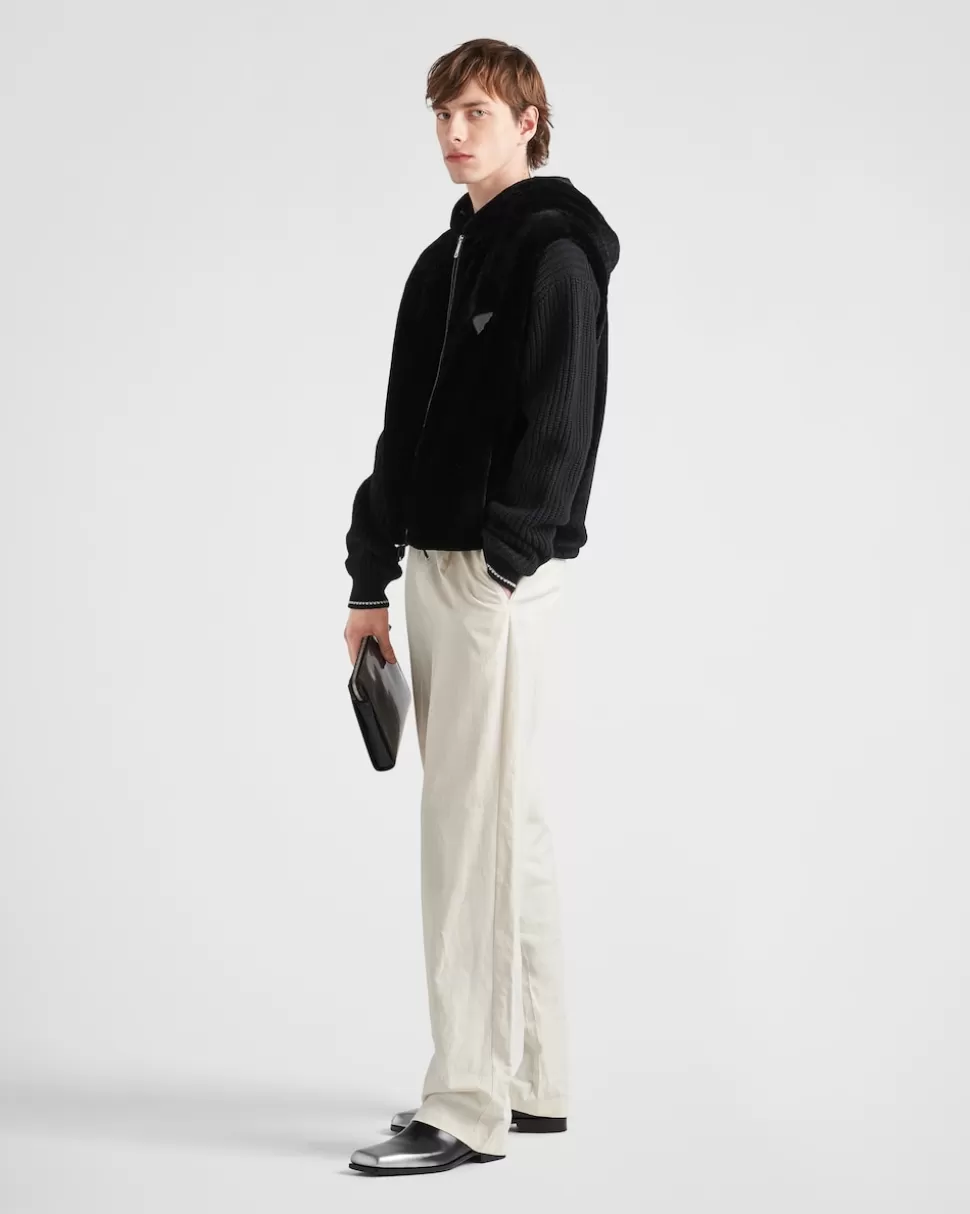 New Prada Weste Aus Lammfell Schwarz