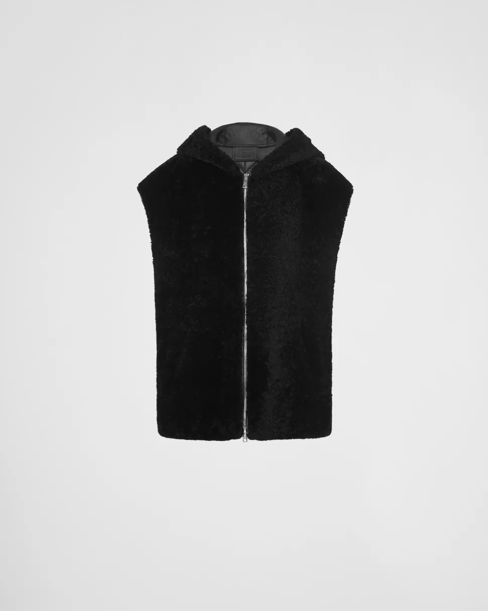Shop Prada Weste Aus Nappa-lammfell Schwarz