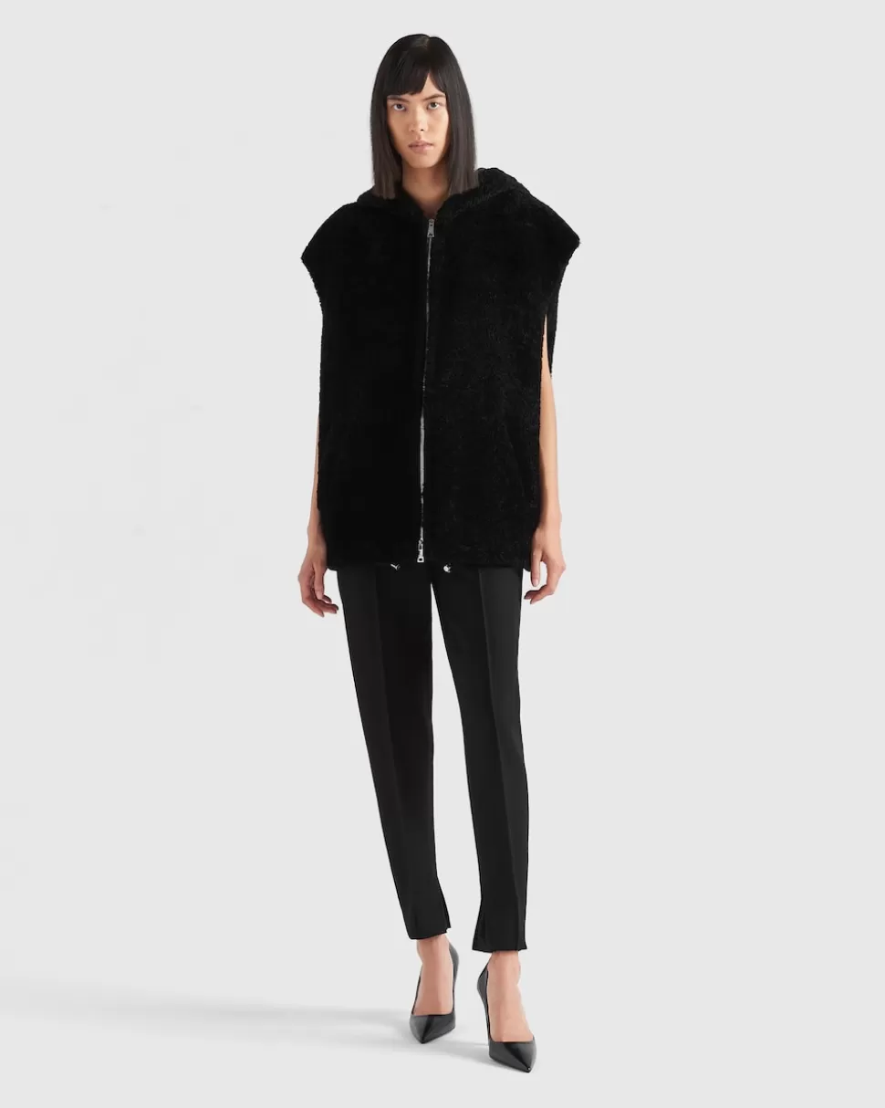 Shop Prada Weste Aus Nappa-lammfell Schwarz