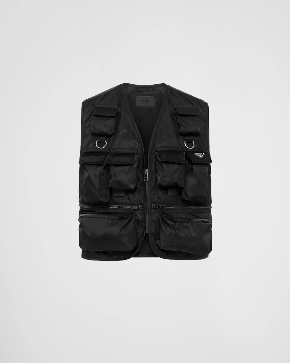 New Prada Weste Aus Re-nylon Schwarz